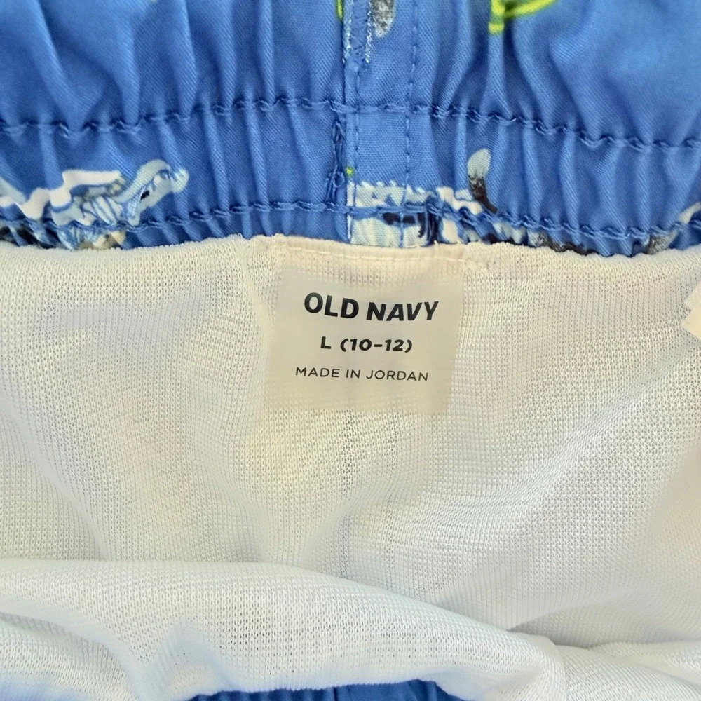Old Navy Swim Trunks Kids Size L 10-12 Multicolor Shark Palm Tree Ombre 3 Pack